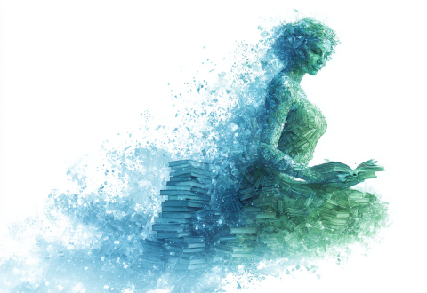 AI generated woman with books