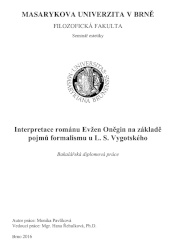 obálka knihy nterpretace díla Interpretace románu Evžen Oněgin na základě pojmů formalismu u L. S. Vygotského