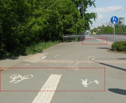 Cyklostezka a chodník u mostu Pavla Wonky, Pardubice