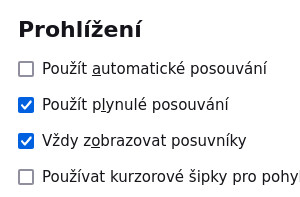 Posuvník ve Firefoxu - nastavení