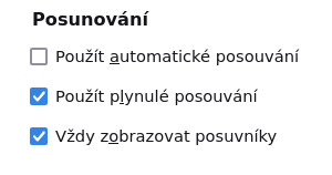 Posuvník v Thunderbirdu - nastavení